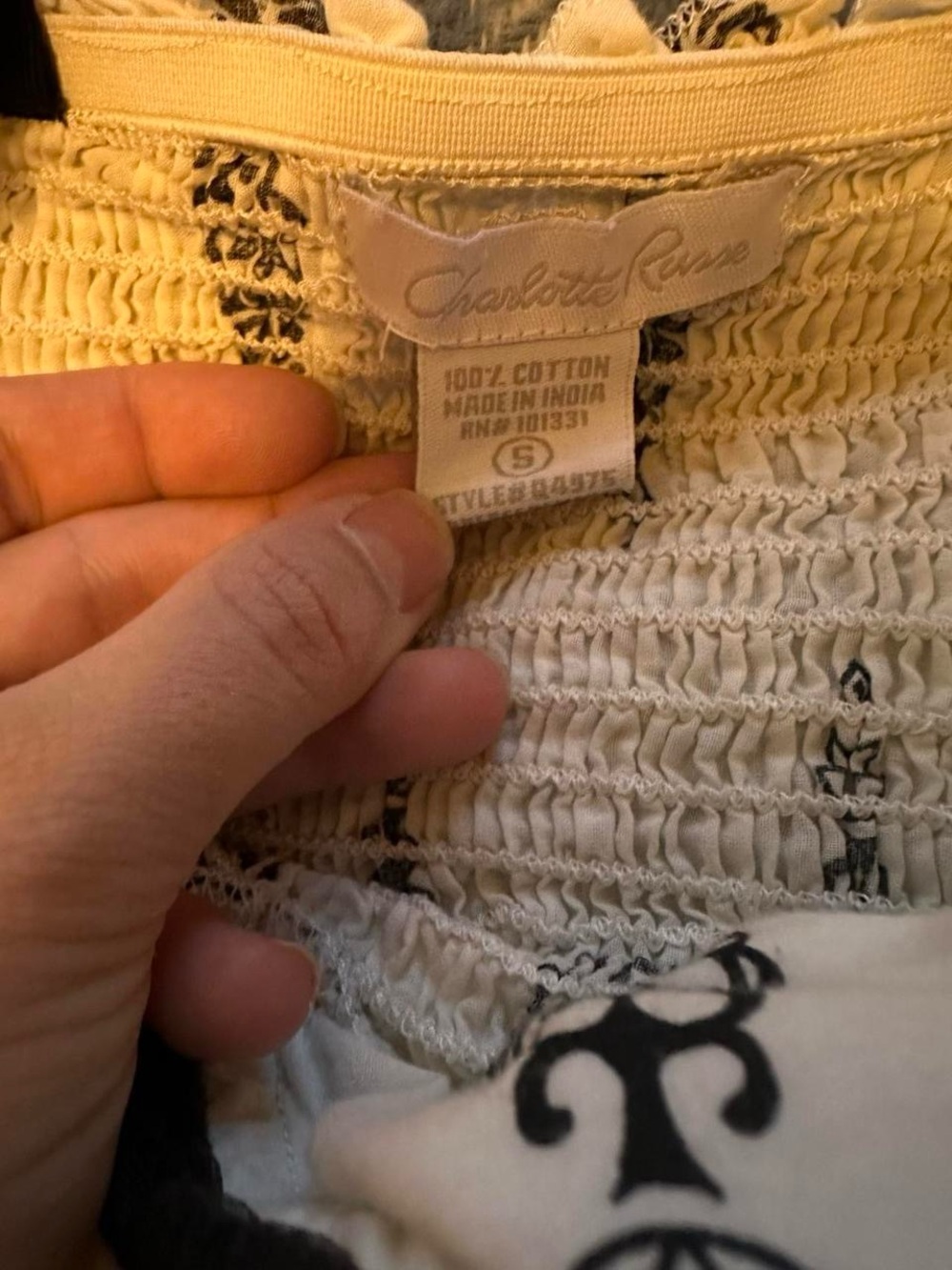 Y2K Charlotte Russe Cream and Black Printed Cotton Sundress - Picture 5 of 5